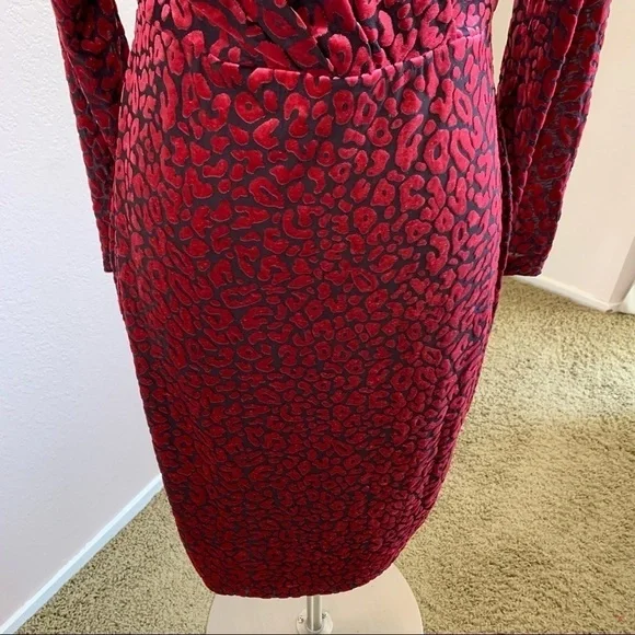 Rachel Roy Velvet Animal Print Faux Wrap Dress - Picture 7 of 14